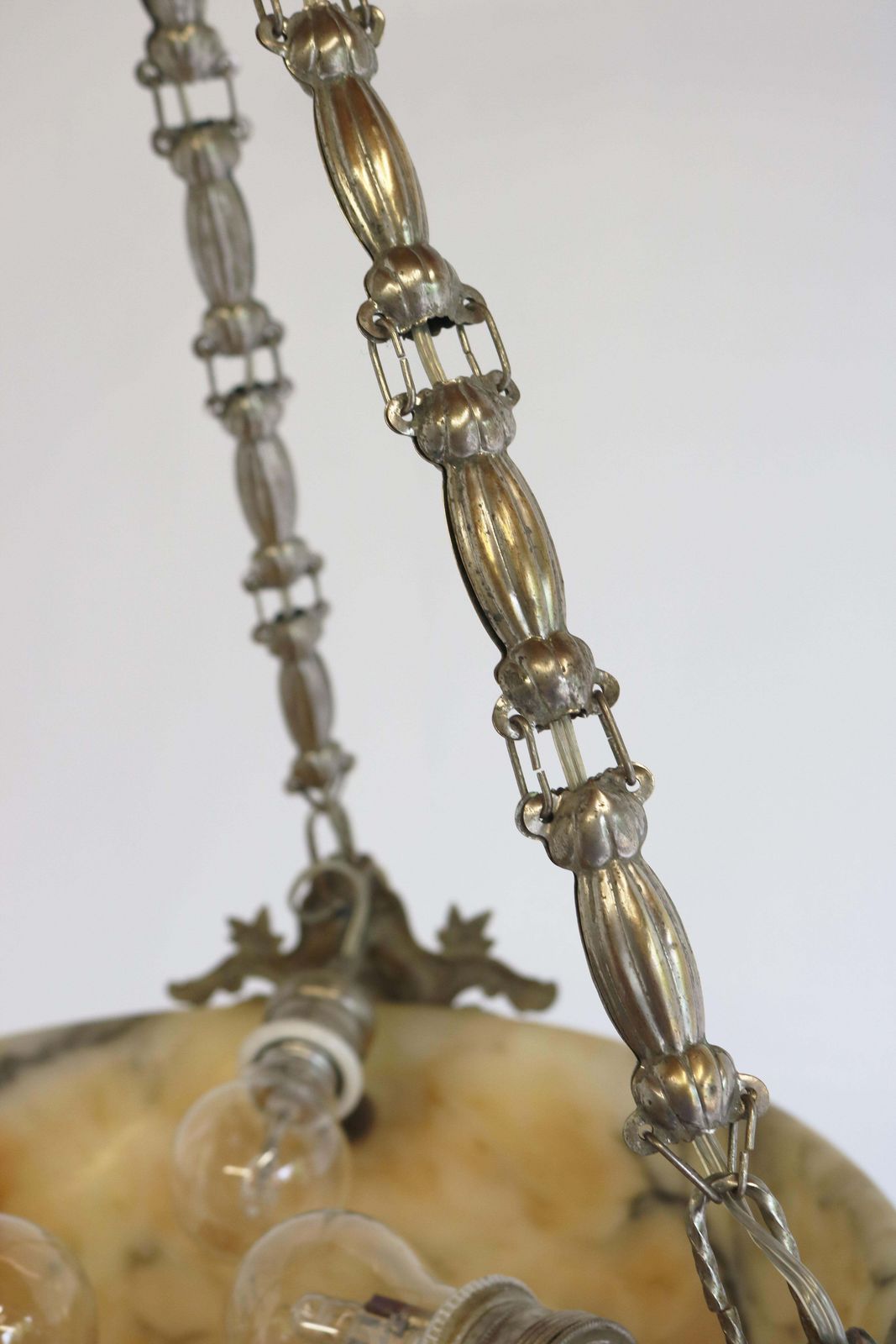 photo for sale Neoklassieke Alabasten Hanglamp / Kroonluchter Zilver Brons Renaissance Revival
