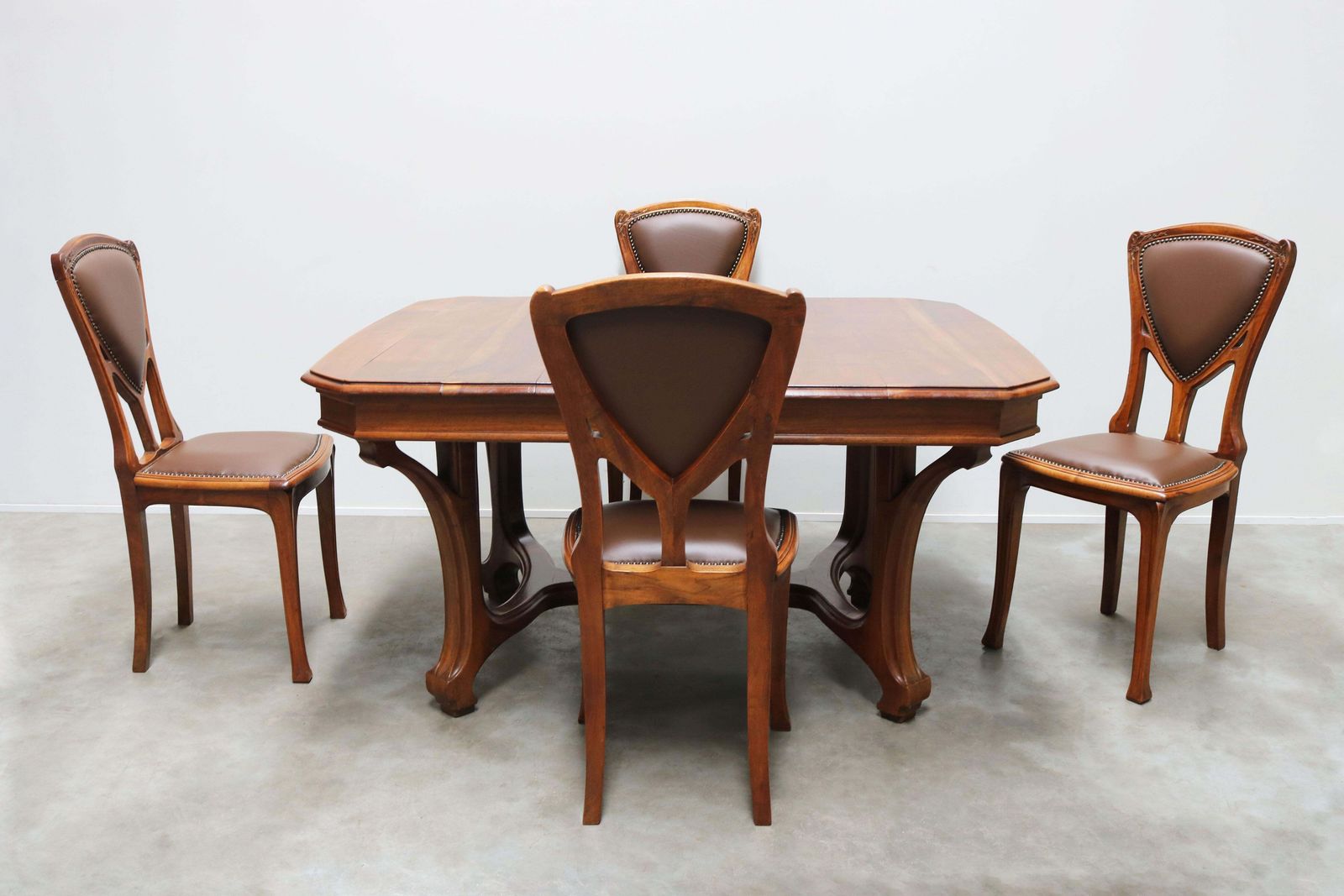 photo furniture Antique French Art Nouveau Dining Room Set By Eugène Vallin 1903 Table Chairs