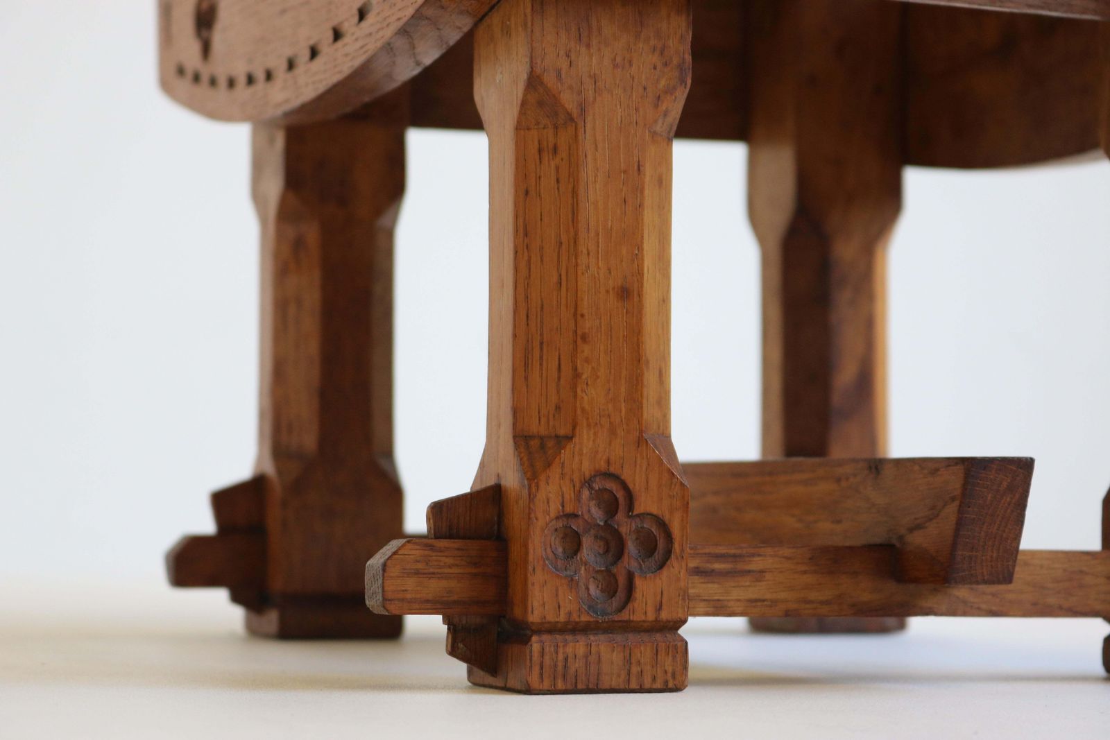 Gorgeous Antique Dutch Arts & Crafts Stool / Footstool In Carved Oak, 1900 photo for sale