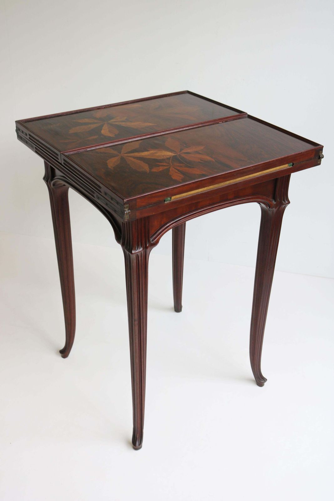 photo furniture Original French Art Nouveau Game Table / Side Table By Emile Gallé 1905 Chestnut