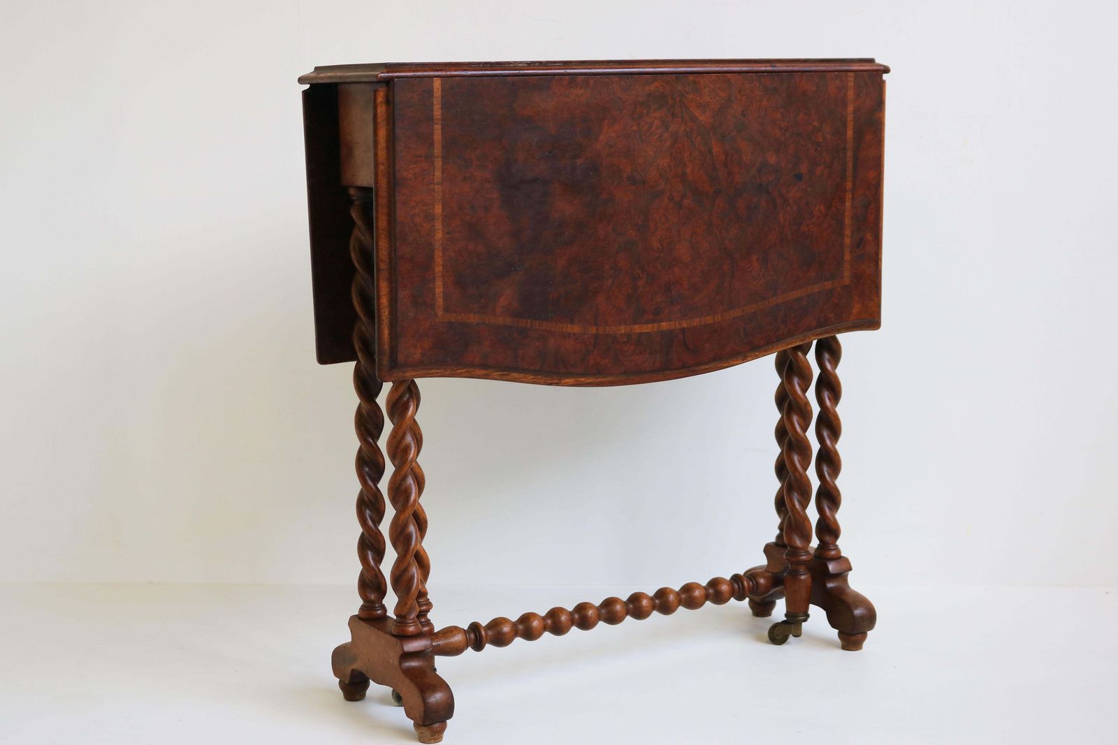 Antieke Engelse Barley Twist Klaptafel / Gate Leg Tafel, 19e Eeuw, Wortelhout photo furniture