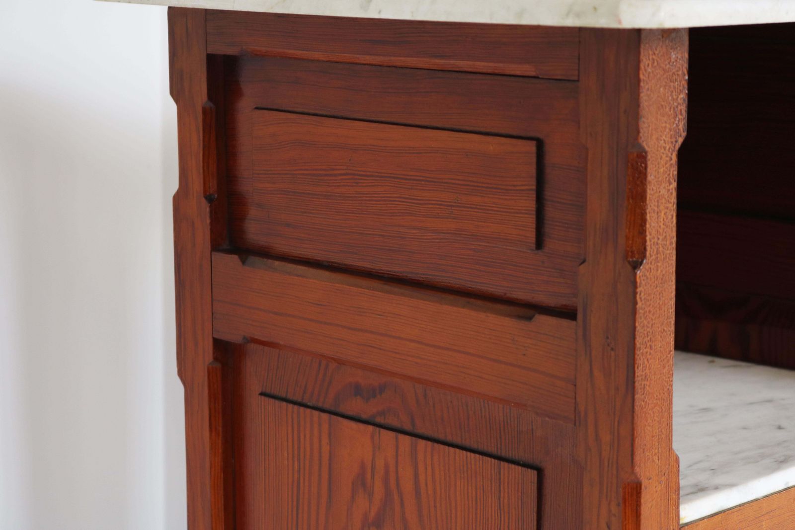 Antique 19th Century Night Stand / Cabinet Solid Pitchpine & Carrara Marble Tops photo Furniture