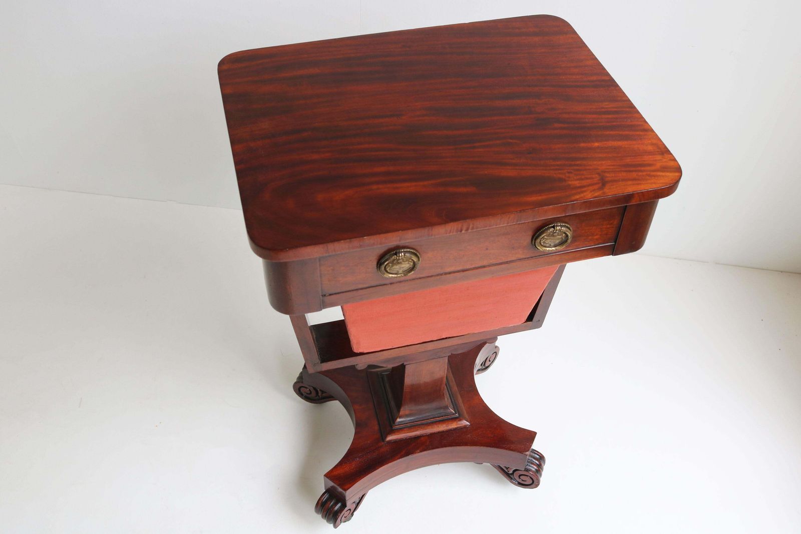 photo furniture Antique French Empire Sewing Stand 19th Century Mahogany Side Table Bronze
