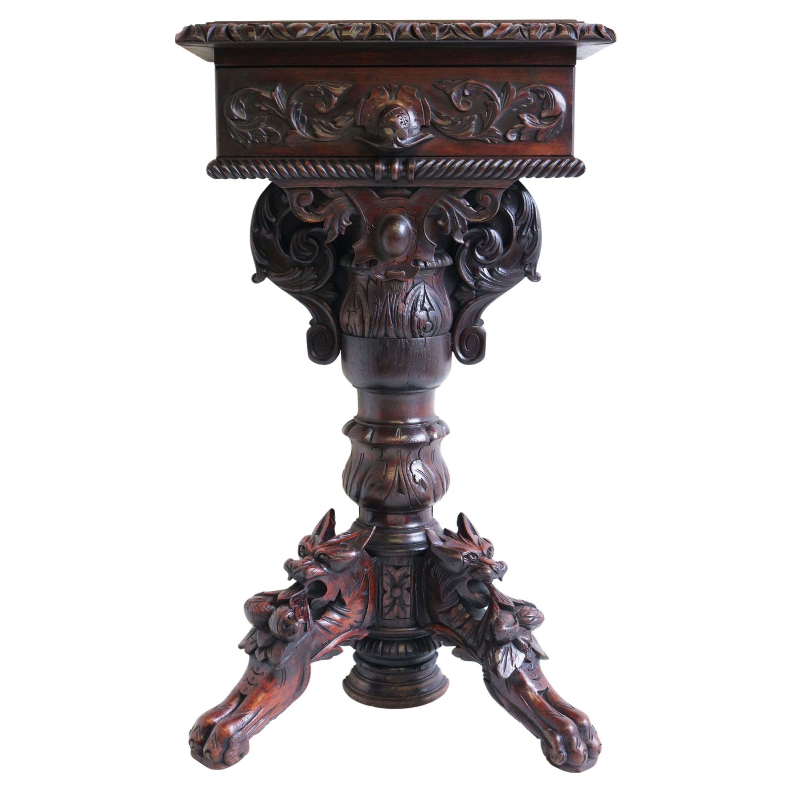 Antique French 19th Century Hunt Console / Wall Table With Drawer Black Forest