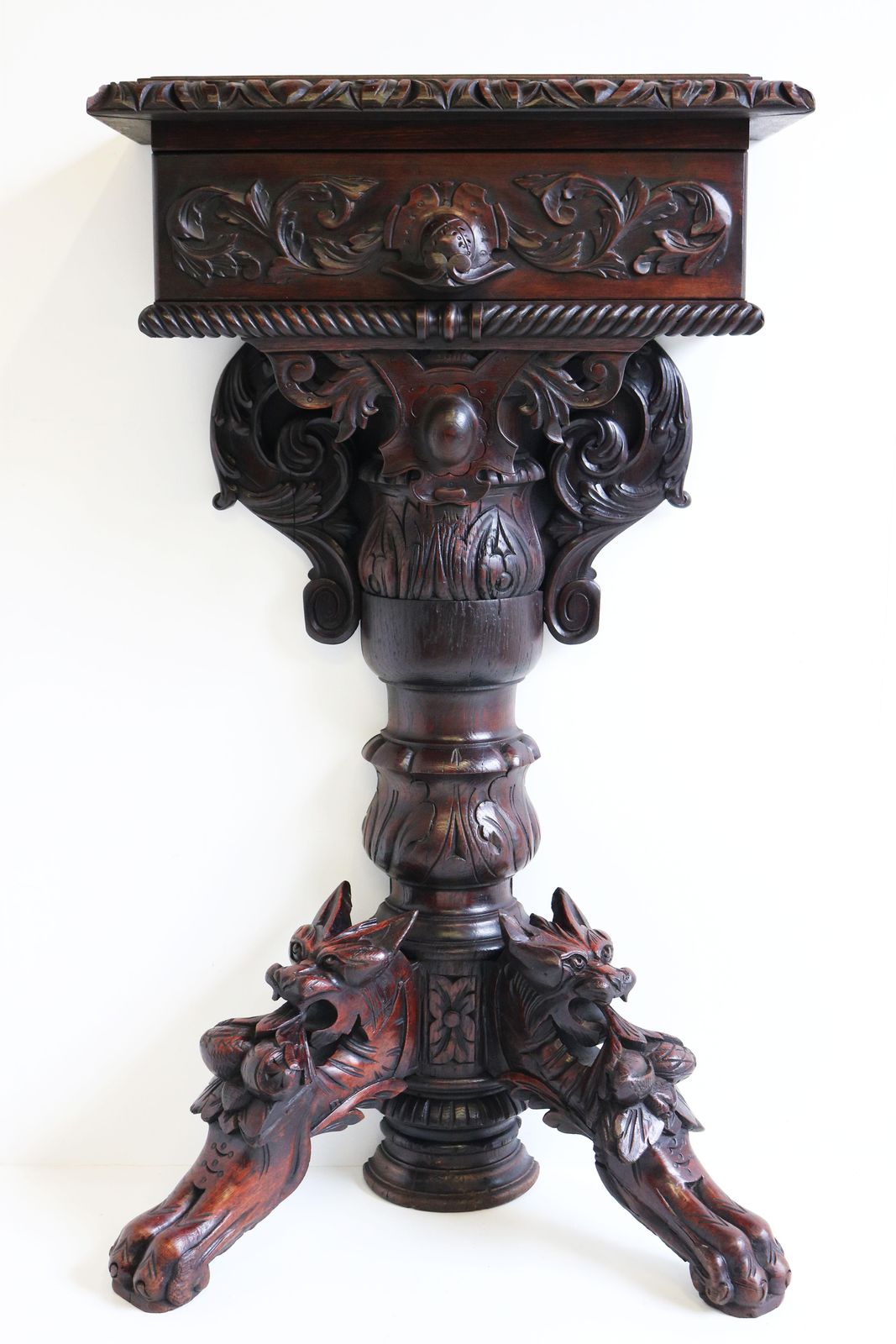 photo furniture Antique French 19th Century Hunt Console / Wall Table With Drawer Black Forest