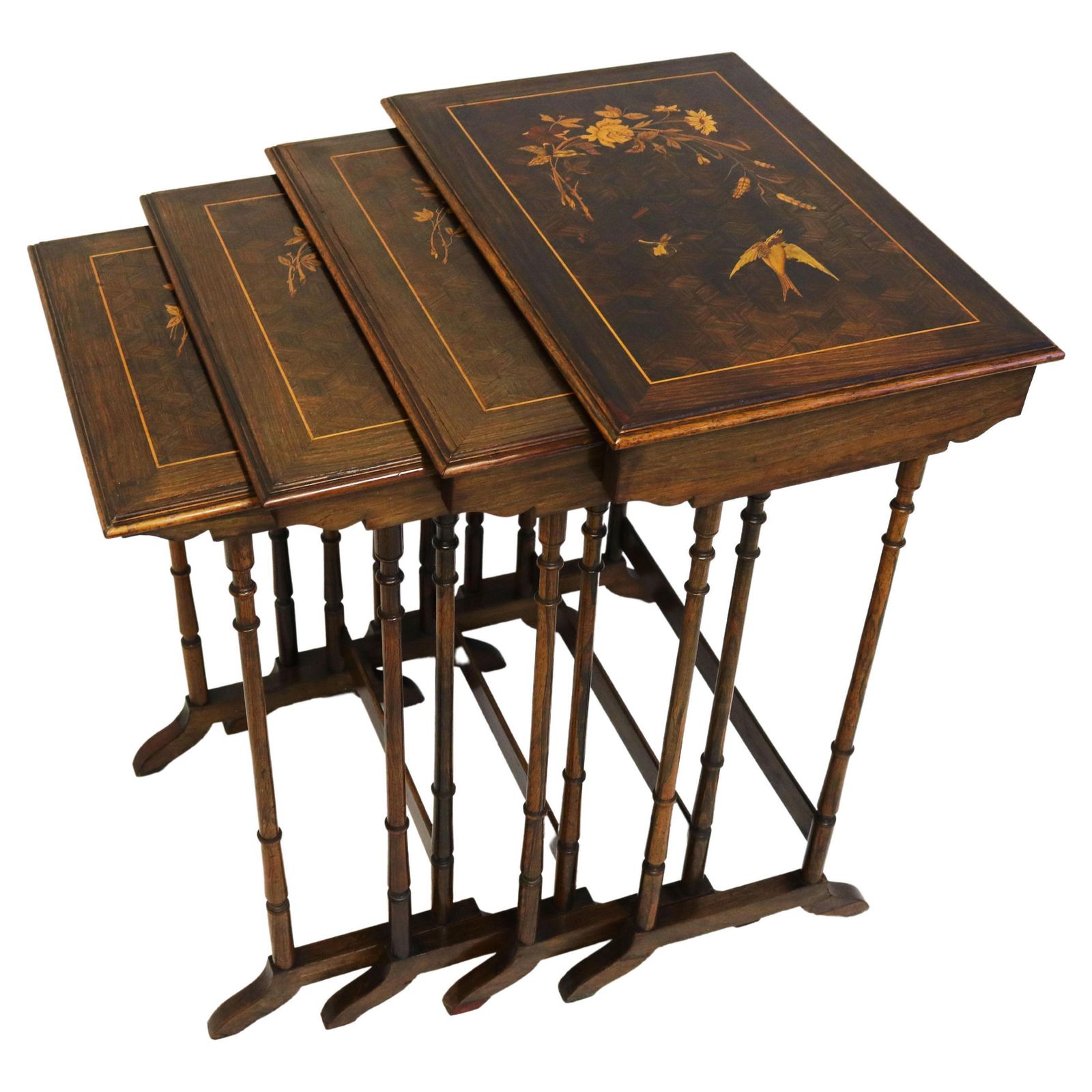 Antiek Frans Art Nouveau Nestelset In Japonisme Stijl, Ca. 1890 – Bijzettafels