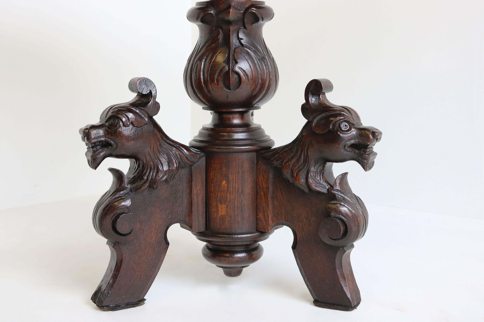 19th Century Renaissance Revival Side Table / Coffee Table Antique Oak Lions photo for sale