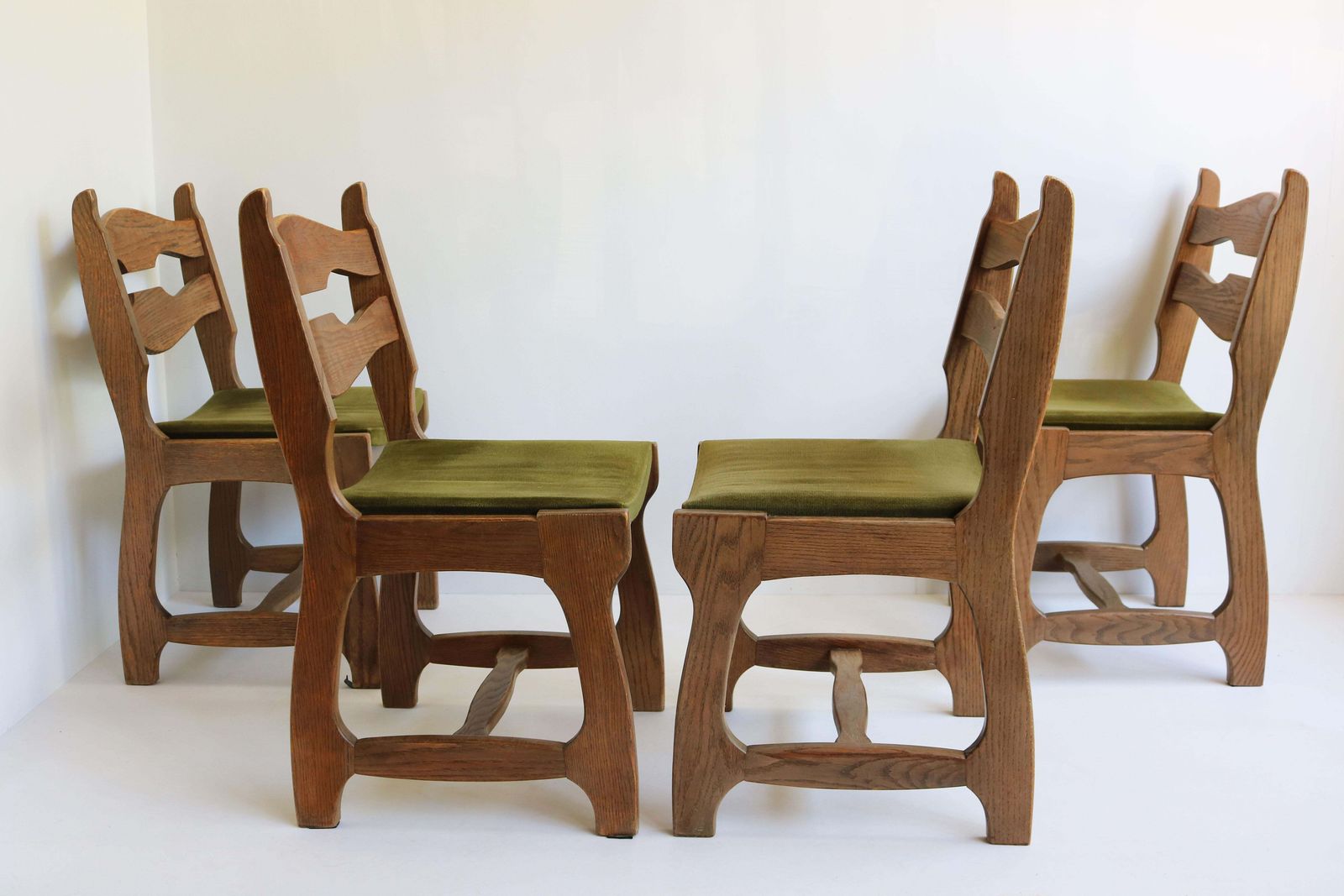 Set Of 4 Mid Century Oak Dining Chairs photo for sale