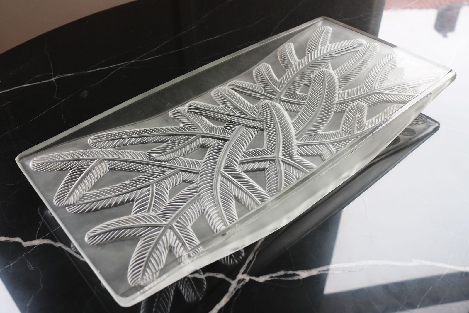Antiek Art Deco Fruitschaal / Sierschaal In Geslepen Glas, Gesigneerd Verlys France photo buy