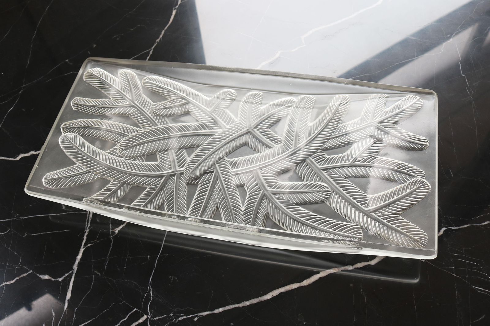Antique Art Deco Signed Verlys France Cut Glass Fruit Bowl Centerpiece Plate photo vintage