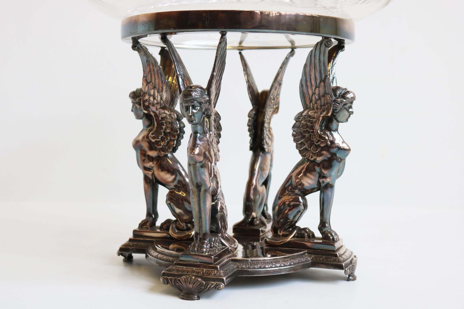 Antiek Wmf Art Nouveau Tafelstuk, Verzilverd Met Kristallen Glazen Schaal – Egyptian Revival photo buy