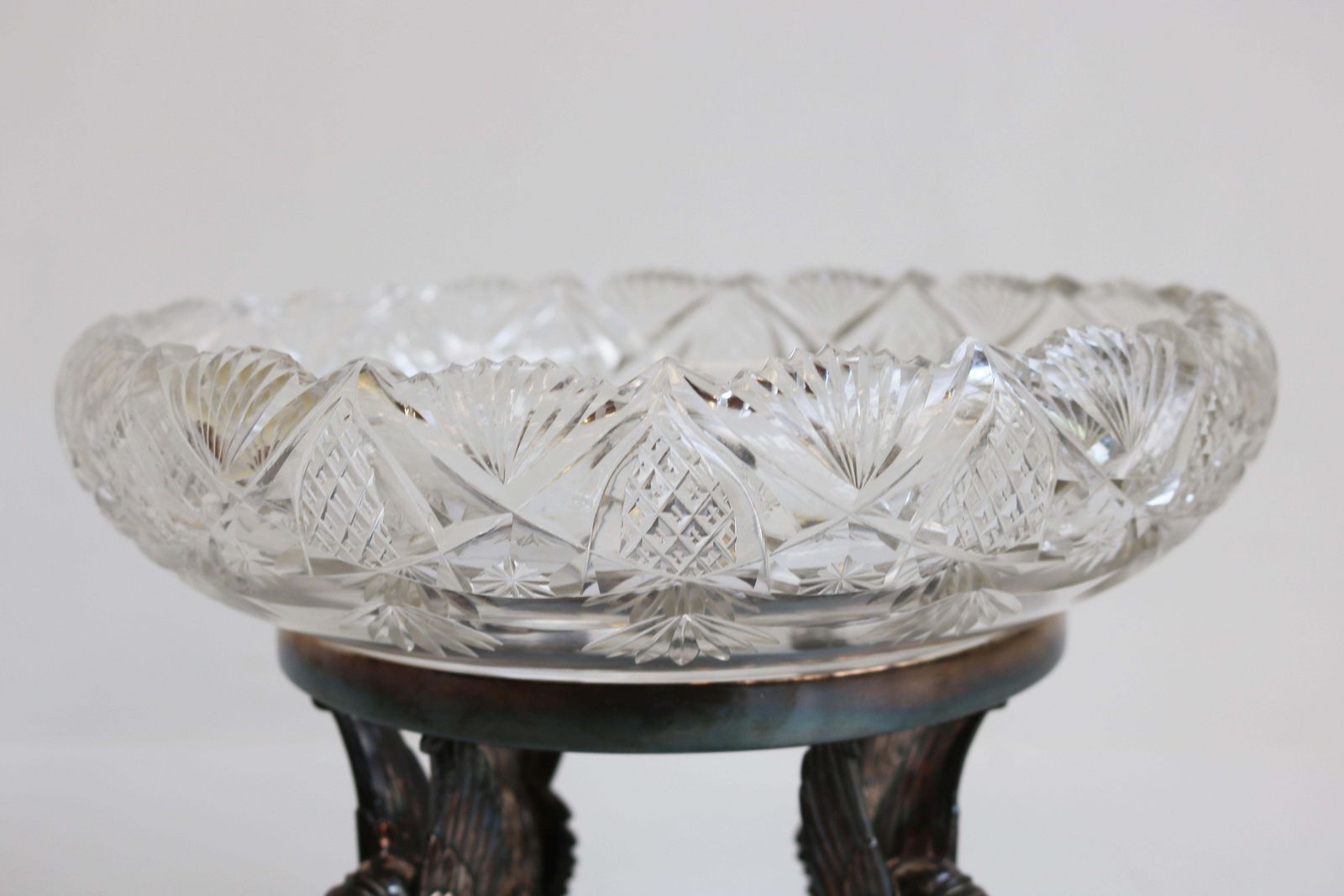 Antiek Wmf Art Nouveau Tafelstuk, Verzilverd Met Kristallen Glazen Schaal – Egyptian Revival photo vintage