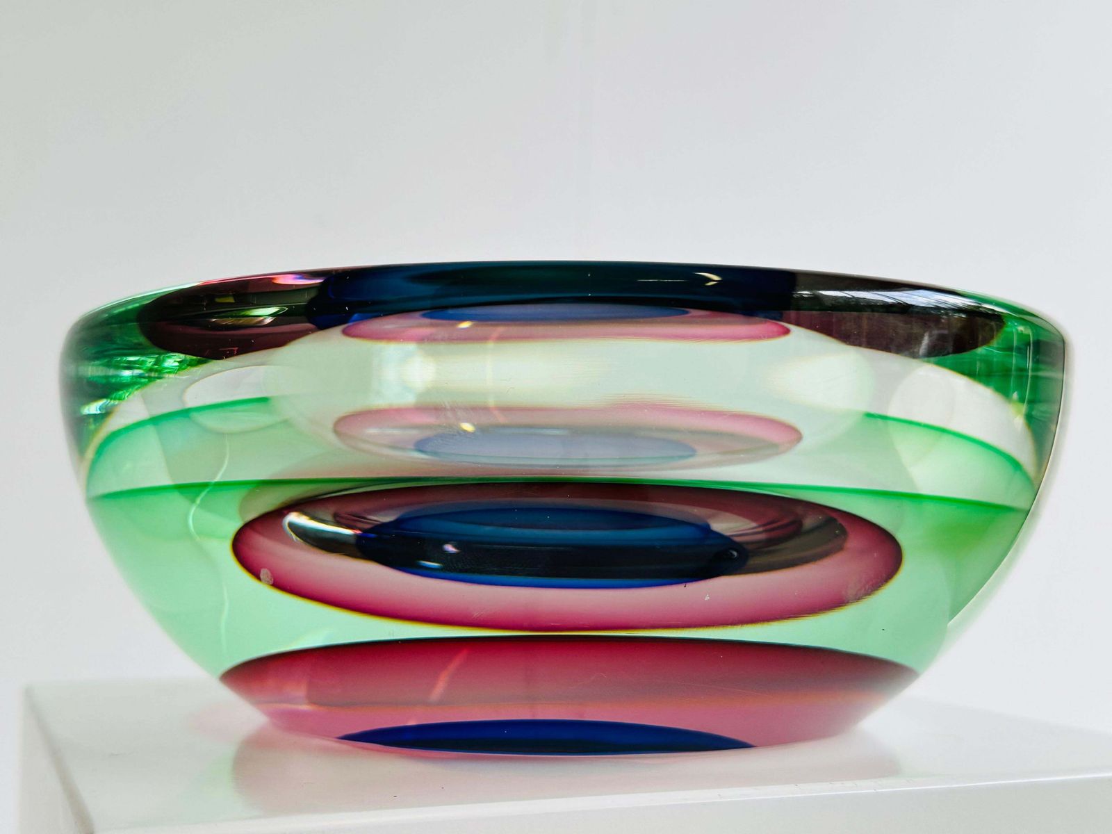photo furniture Italiaanse Sommerso Glazen Schaal Van Luigi Onesto, 1960, Gesigneerd Murano Glas, Mid Century