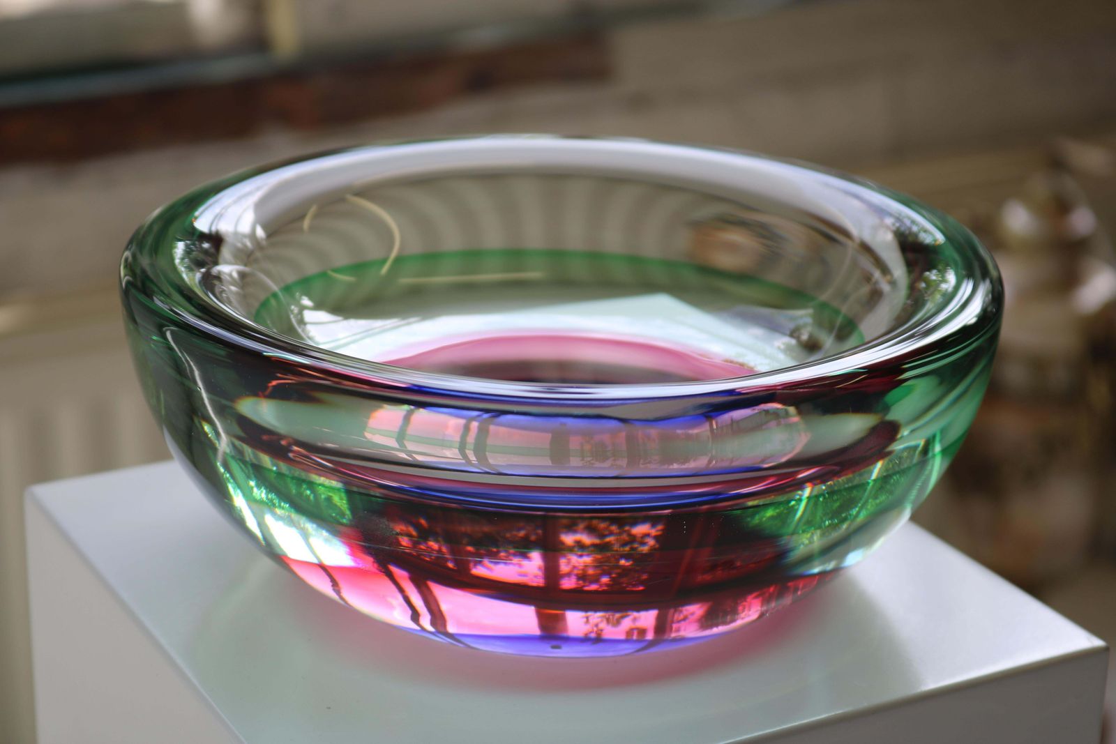 Woonaccessoires Italiaanse Sommerso Glazen Schaal Van Luigi Onesto, 1960, Gesigneerd Murano Glas, Mid Century photo