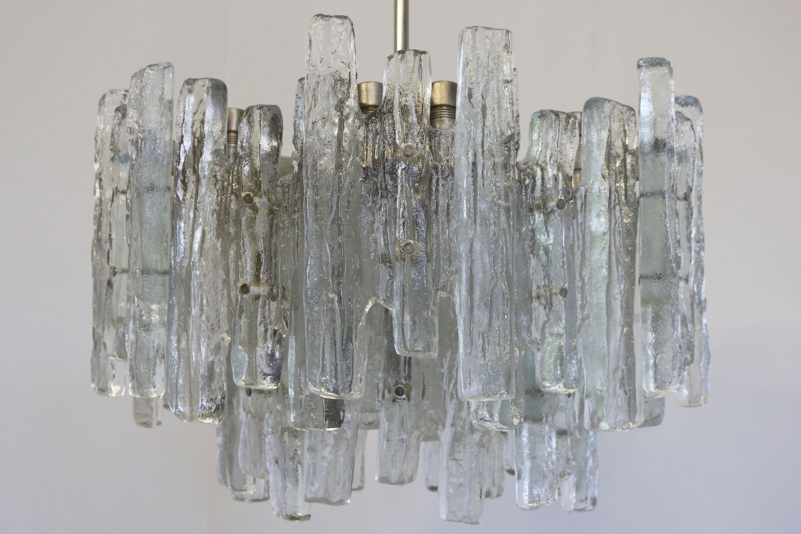 Large Mid Century Modern Chandelier Ice Glass From J.T. Kalmar 18 Lights Austria photo vintage