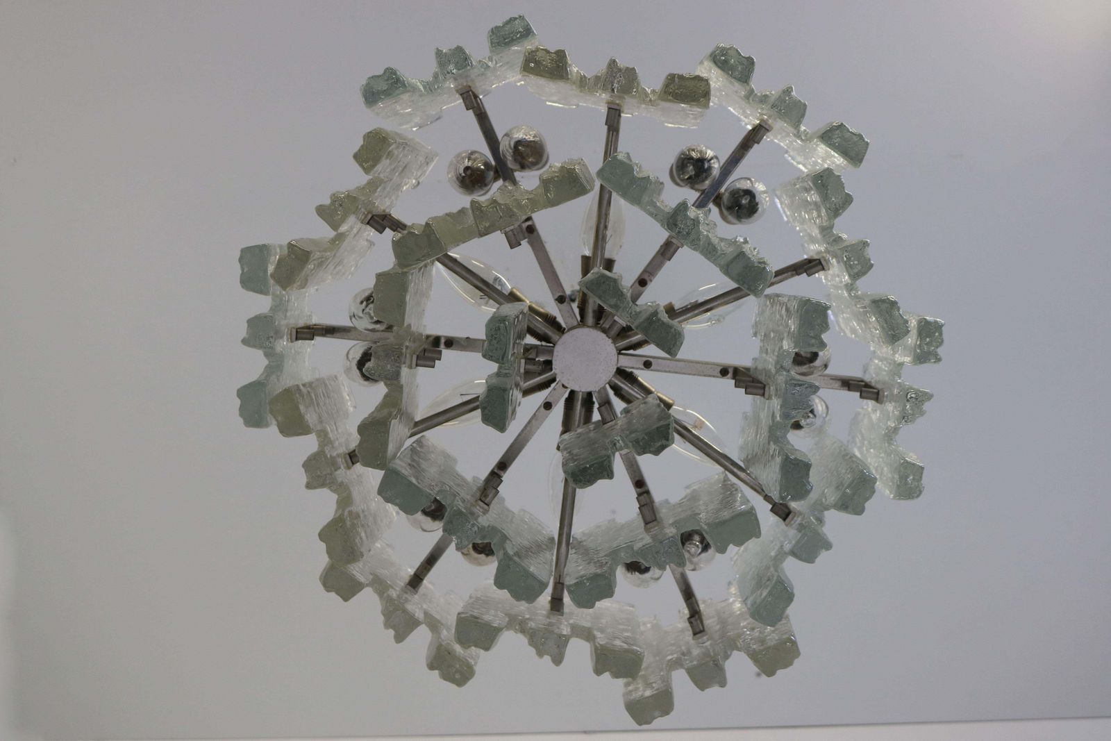 photo furniture Large Mid Century Modern Chandelier Ice Glass From J.T. Kalmar 18 Lights Austria
