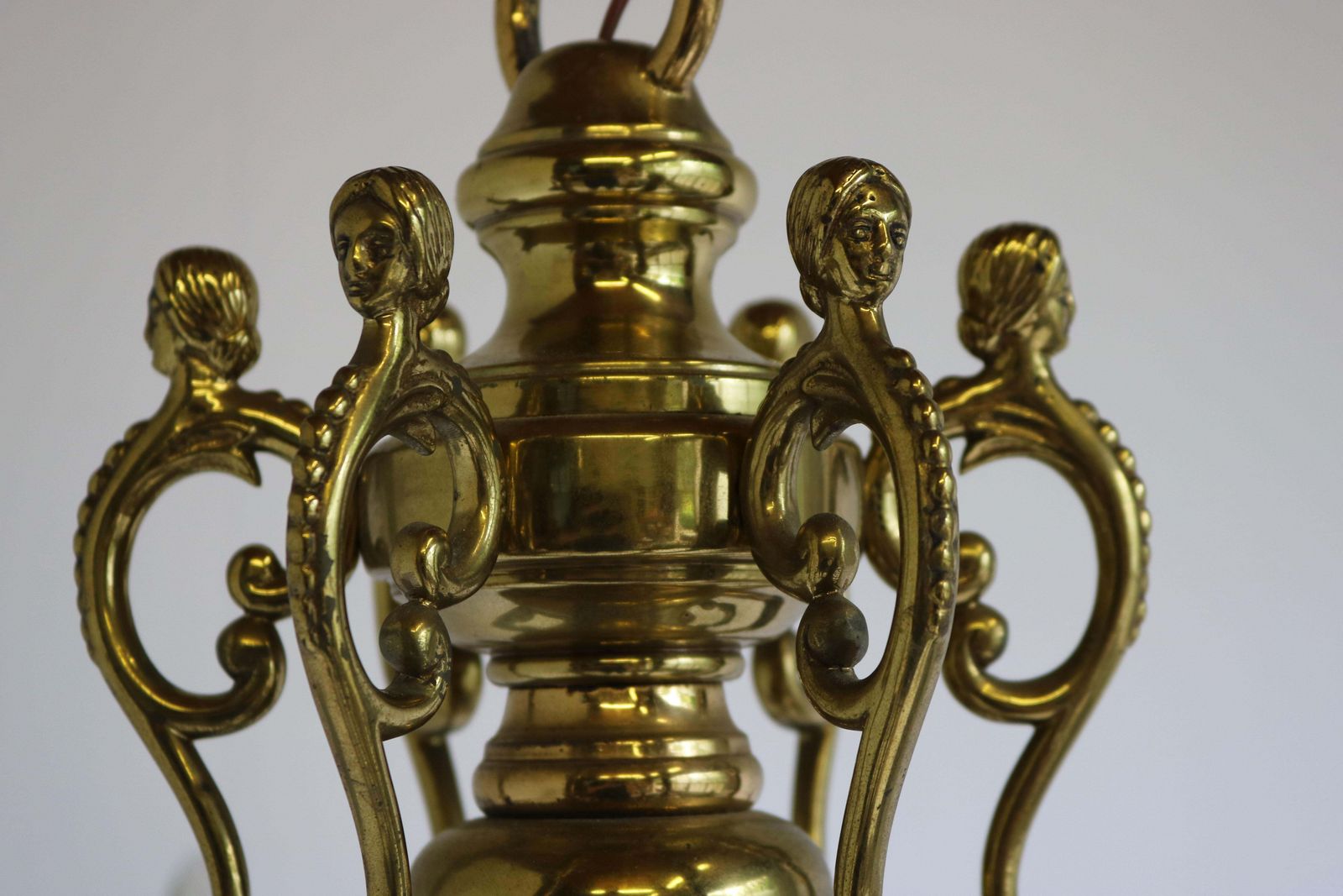 Antique Flemish Chandelier Georgian Style 19th Century Solid Brass Classic Lamp photo vinterior