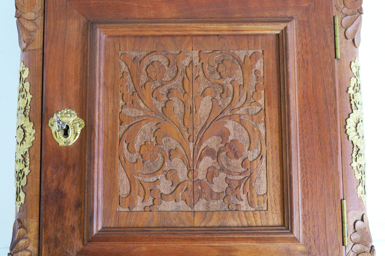 Antique Swedish Empire Wall Cabinet 19th Century Walnut Gilt Bronze Hanging photo vinterior