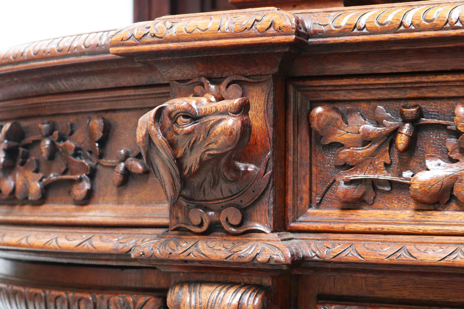 Monumental Hunt Cabinet 19th Century Carved Oak Black Forest French Renaissance photo for sale