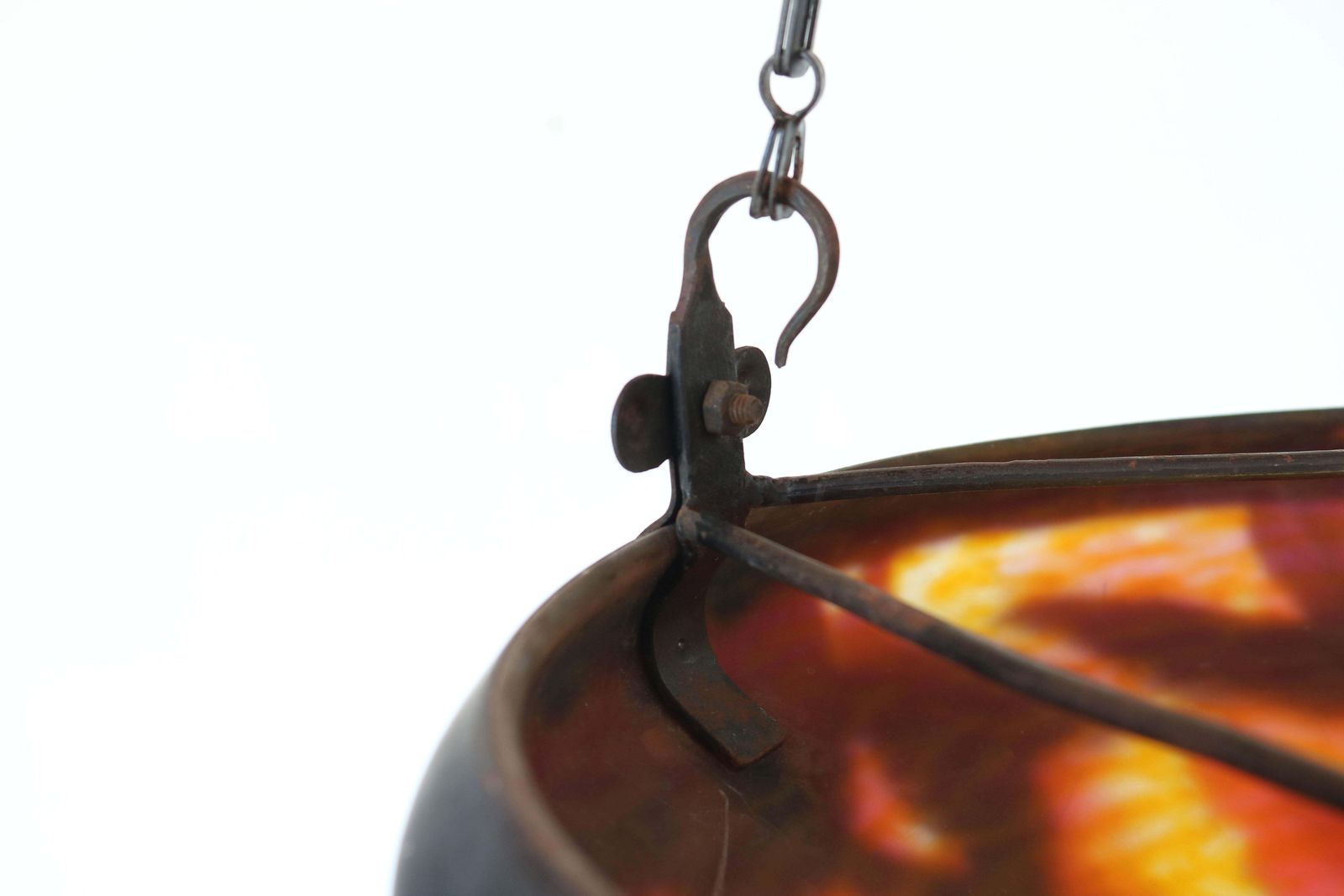photo for sale French Daum Nancy 1910 Art Nouveau Chandelier / Pendant Light A2 Cameo Floral