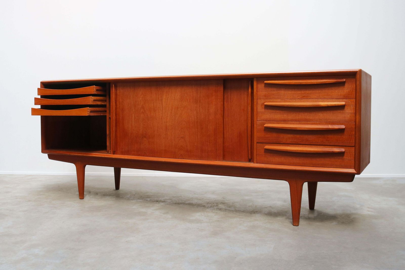 photo for sale Danish Design Credenza / Sideboard By Bernhard Pedersen In Teak 1950 Brown Beige