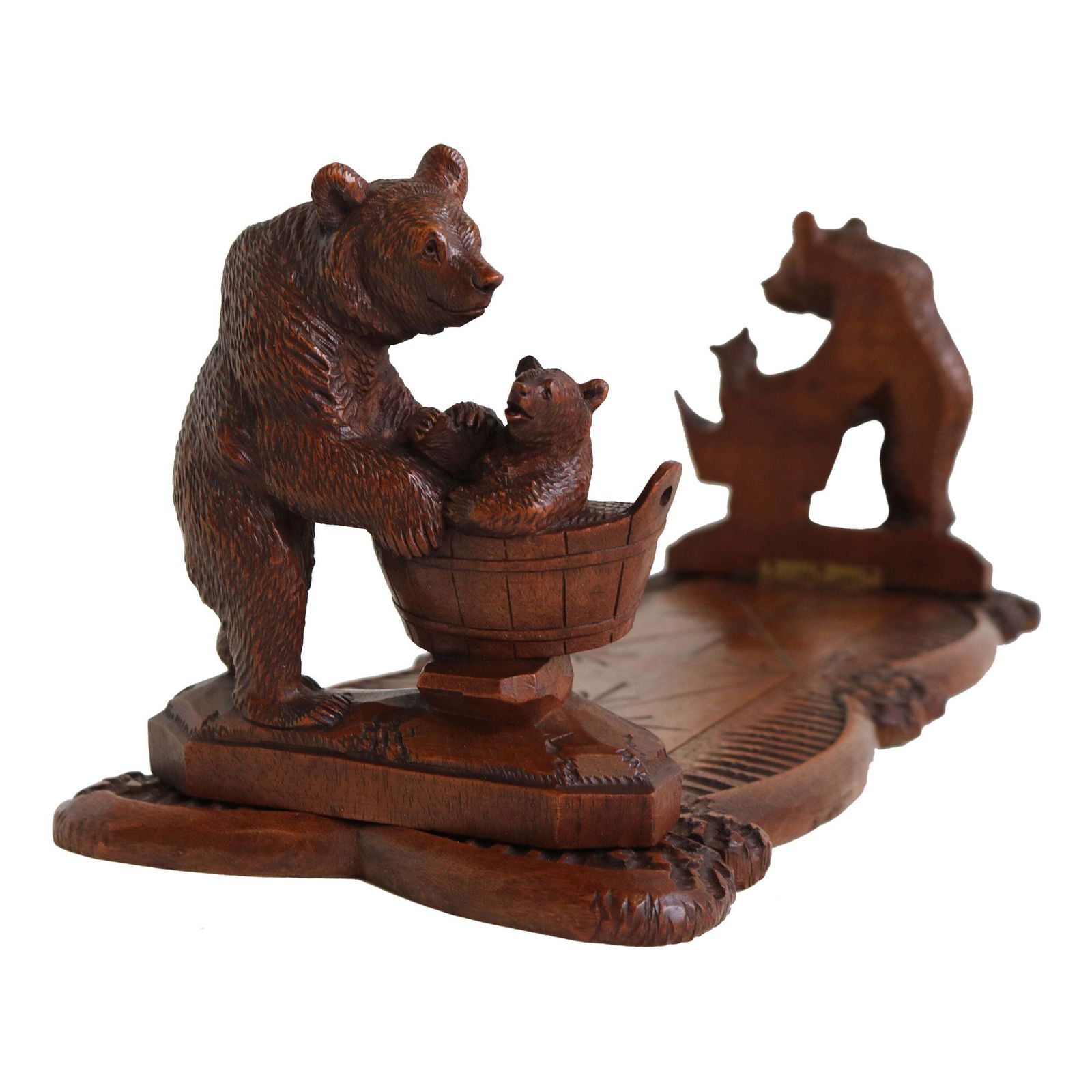 Antique 19th Century Black Forest Bear Adjustable Book Shelf / Book Rack Swiss