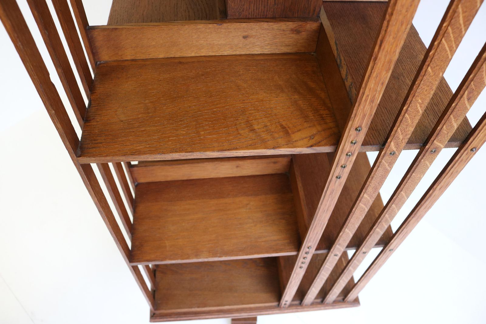 Meubels Zeldzame Grote Antieke Franse Art Deco Draaibare Boekenkast – Eiken – Studeerkamer/Bibliotheek/Kantoor photo