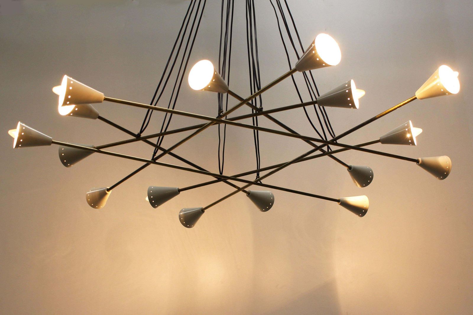 Italian Vintage Design Chandelier White Brass From Stilnovo 1960 Mid Century photo furniture
