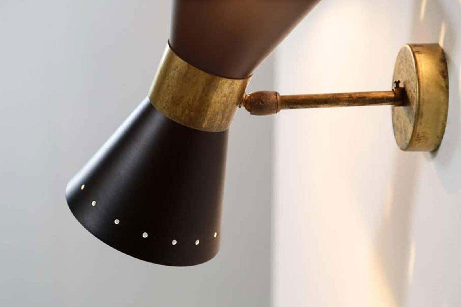 1 Of 6 Italian Modern Design Wall Light Diabolo Sconce Stilnovo Style Brass 1950 photo for sale