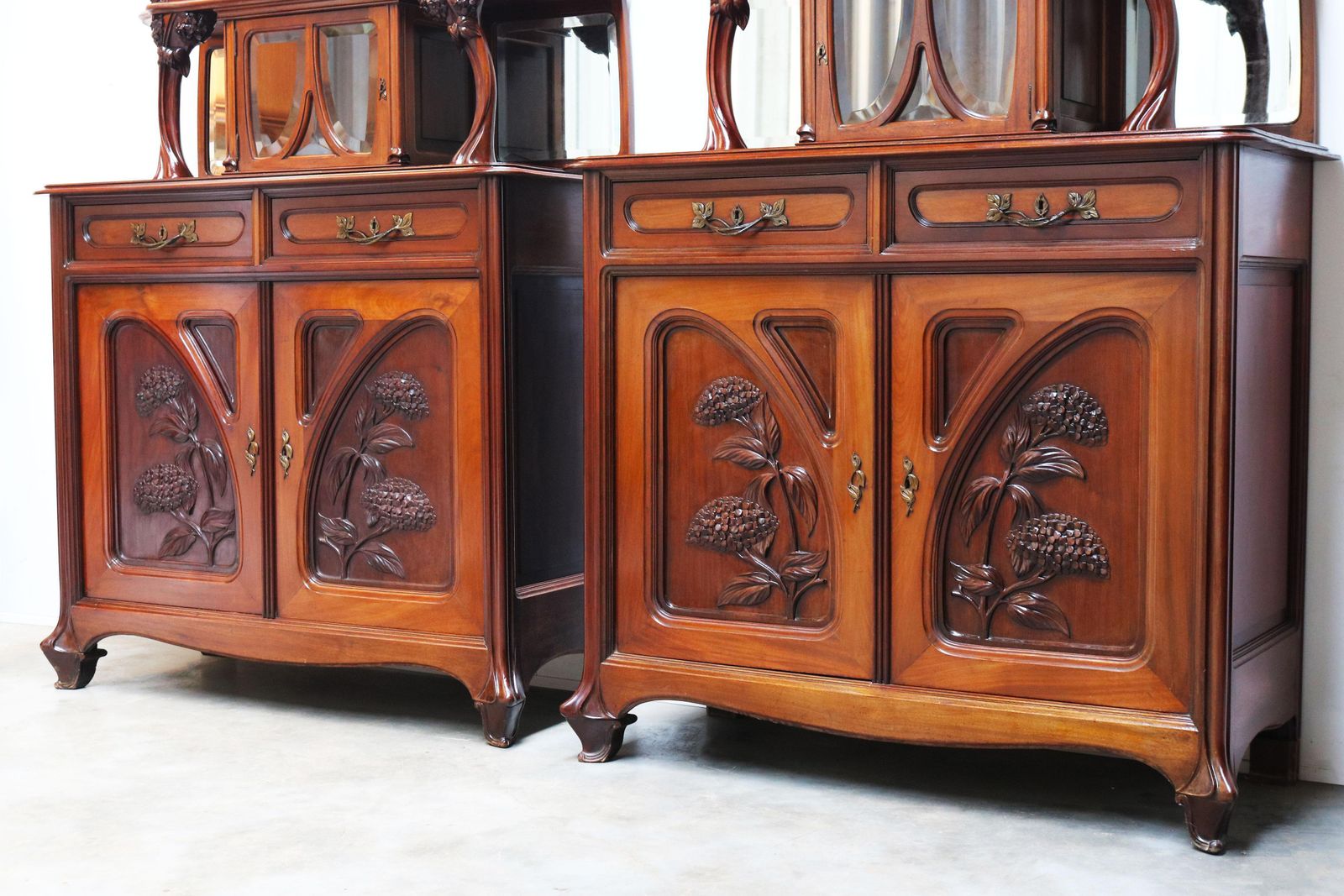 Monumental Pair Of Art Nouveau Buffet Cabinets By Maison Gouffé Jeune 1902 Paris photo Furniture