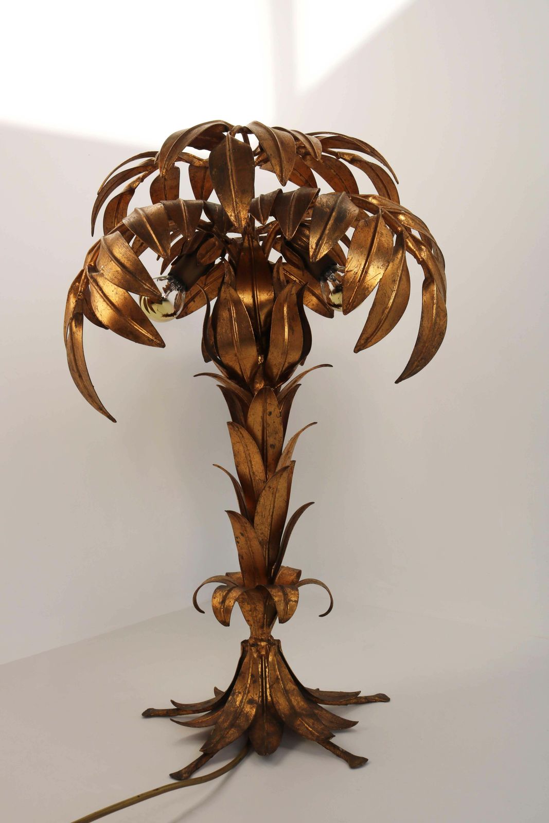 Vergulde Palmboom Tafellamp Van Hans Kögl, Jaren 1970, Hollywood Regency photo for sale