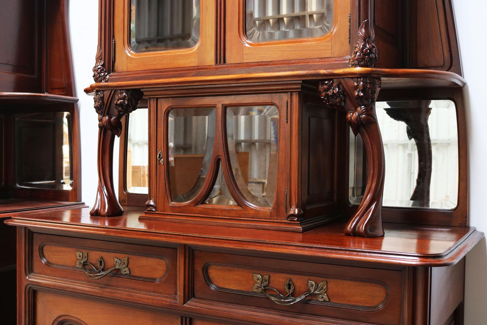 photo furniture Monumental Pair Of Art Nouveau Buffet Cabinets By Maison Gouffé Jeune 1902 Paris
