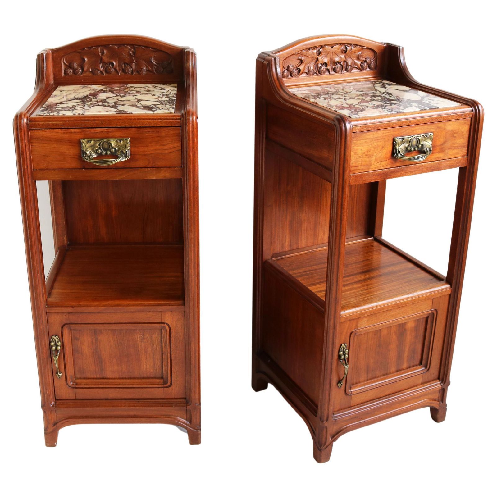 Gorgeous Art Nouveau / Art Deco Pair Antique Nightstands Paul Alexandre Dumas