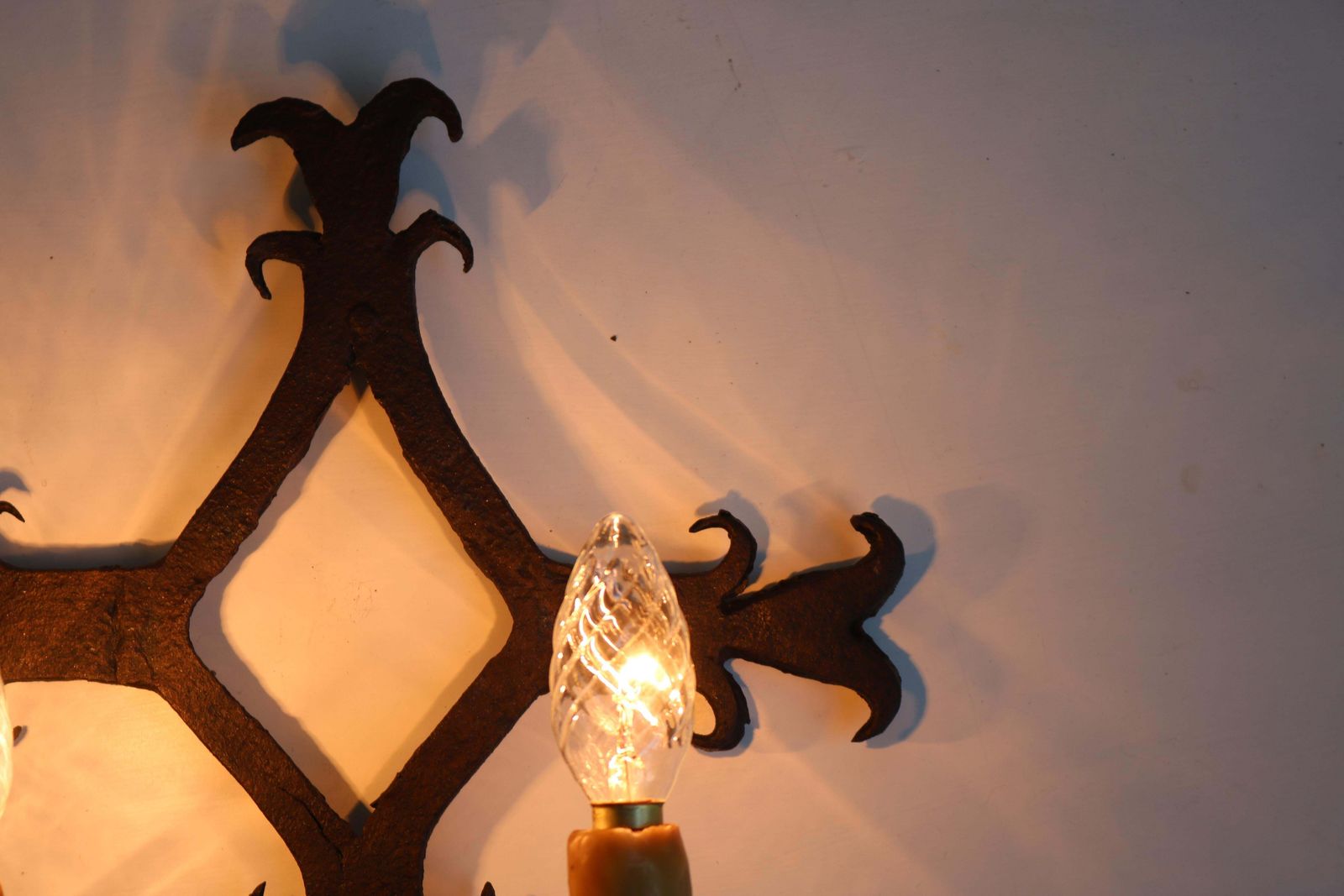 Antique French Wrought Iron Wall Lights / Sconces Spanish Style 1900 Arts Crafts photo vintage