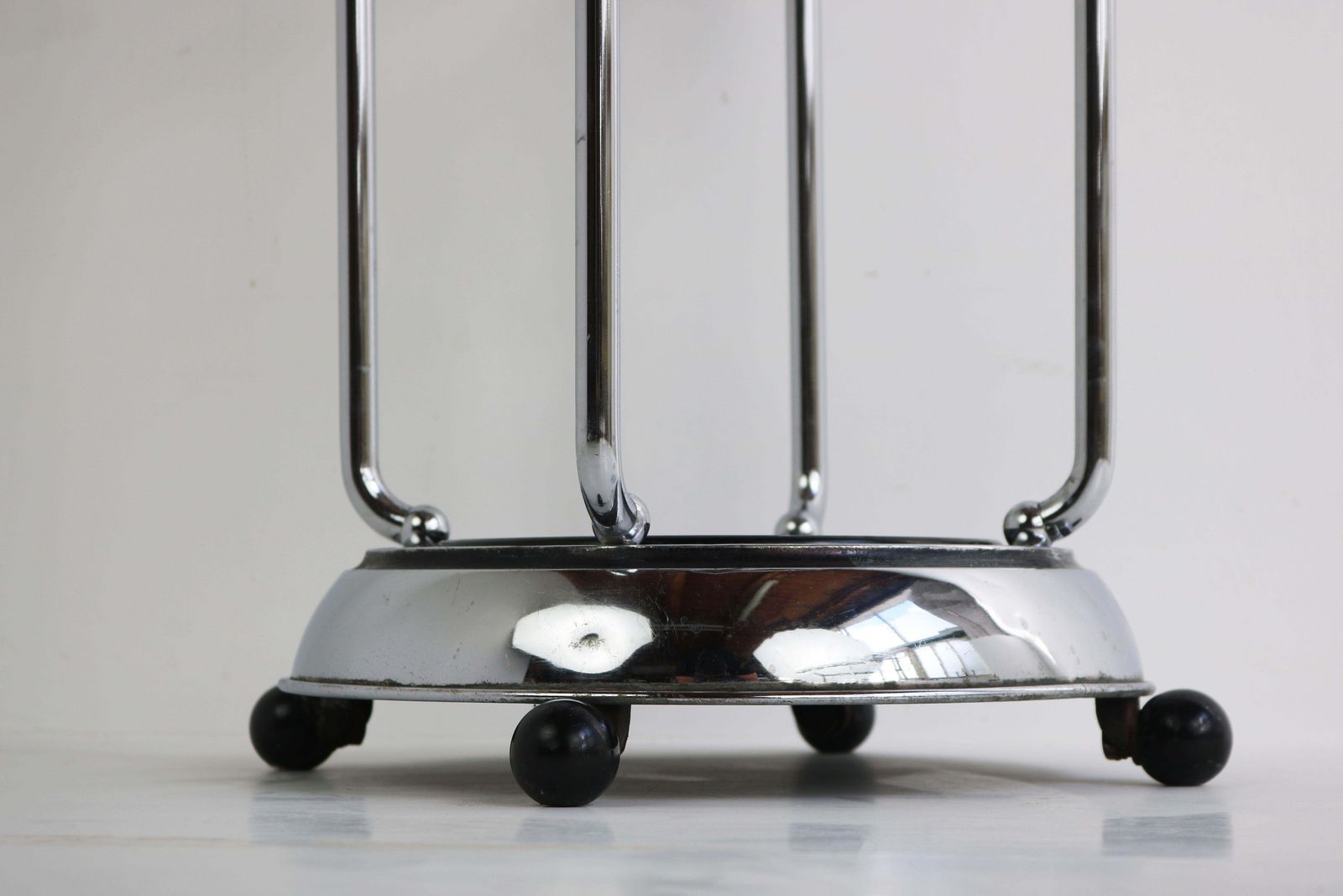Rare Antiqu Art Deco Umbrella Holder / Plant Stand By Demeyere 1930 Chrome Rack photo vintage