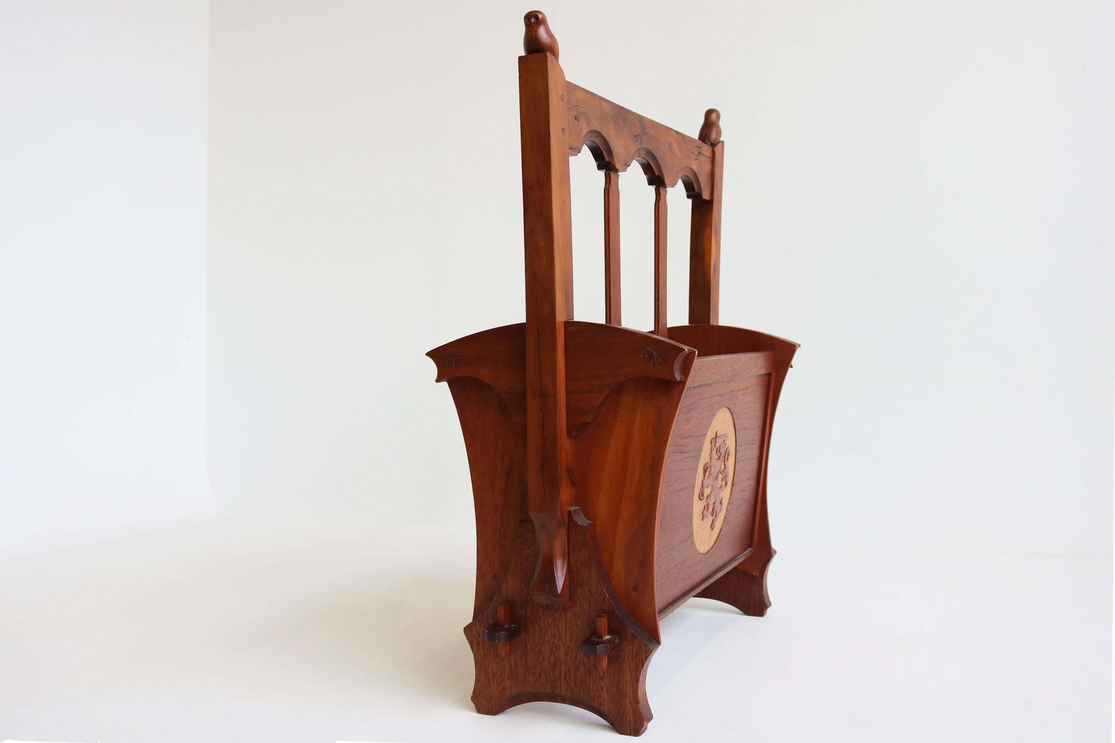 Home Decor Antique Dutch Amsterdam School 1920 Magazine Rack / Stand Arts & Crafts Owl Teak photo