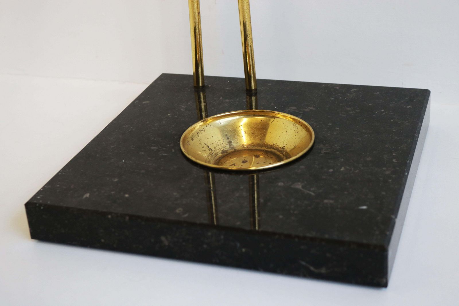 Vintage Design Flamingo Umbrella Stand By Willy Daro Regency Black Marble Brass photo for sale