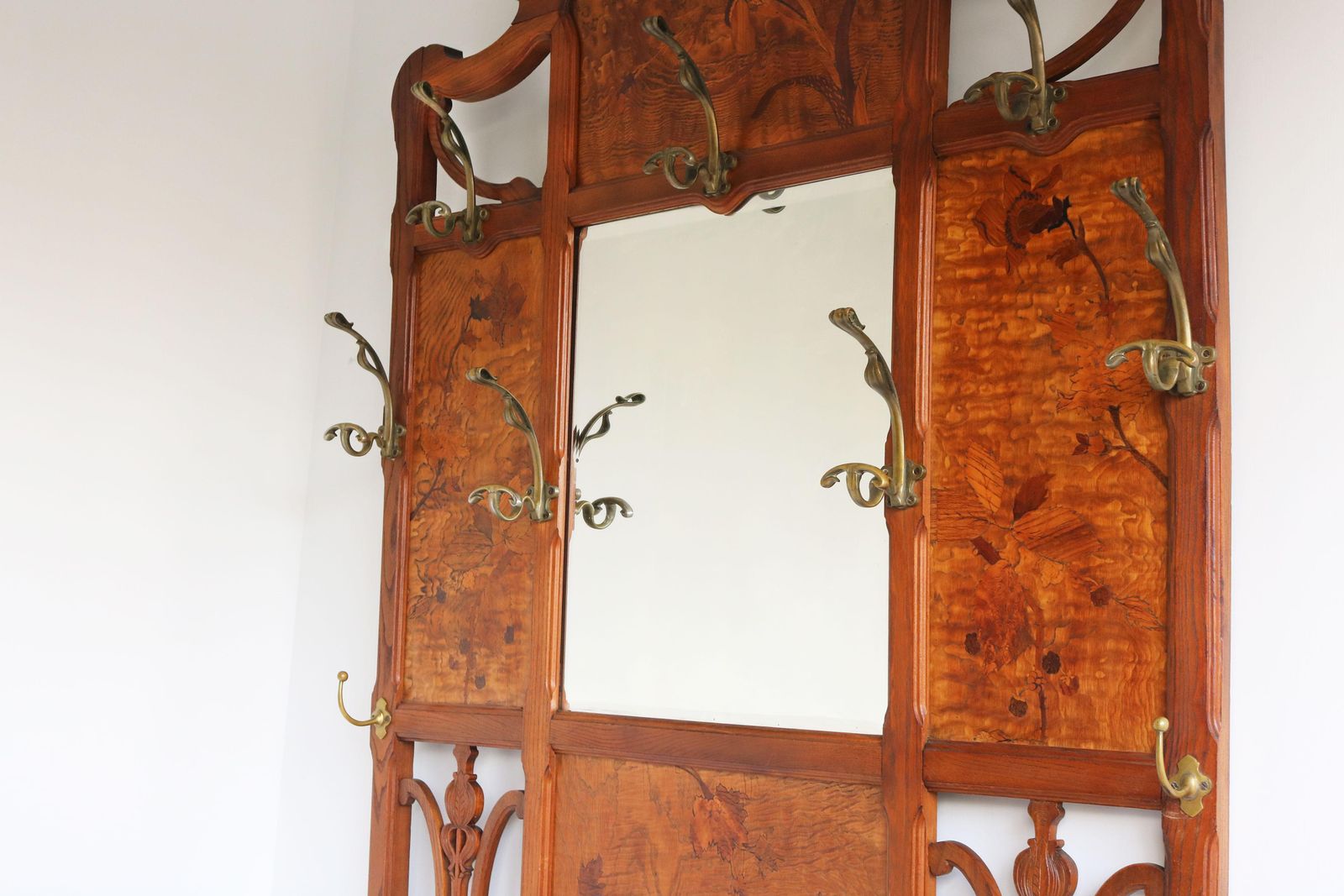 photo for sale French Art Nouveau Hall Tree / Coat Rack By Emile Galle 1905 Marquetry Hallway