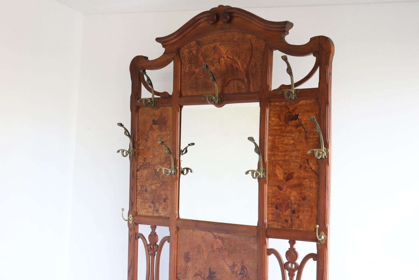 photo buy French Art Nouveau Hall Tree / Coat Rack By Emile Galle 1905 Marquetry Hallway