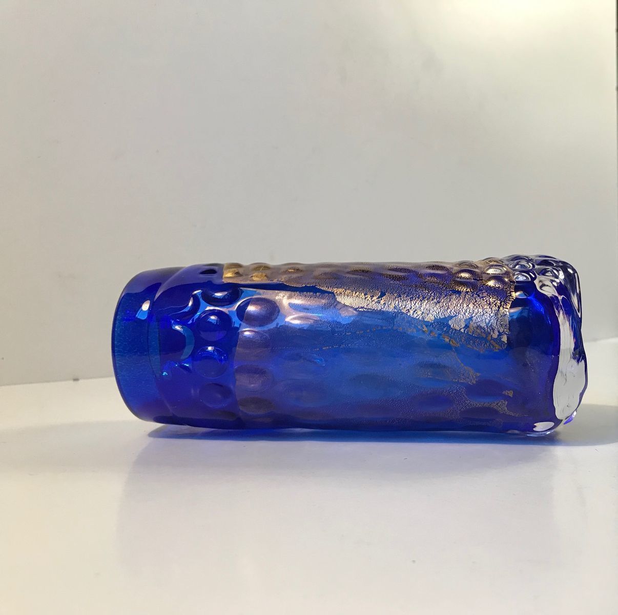 Danish Glass And Gold Vase By Tchai Munch, 1990s photo for sale