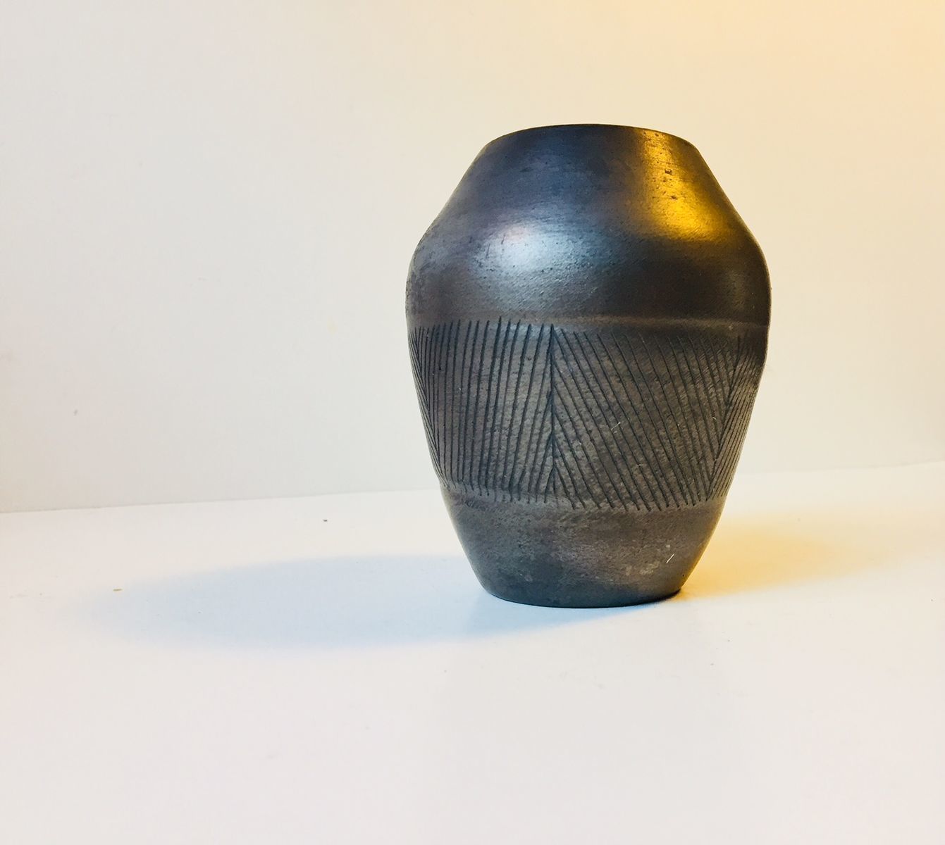 Scandinavian Black Glaze Ceramic Vase, 1960s