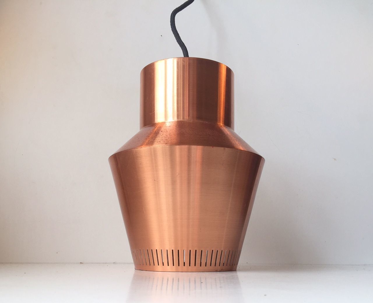 Danish Solid Copper Pendant Lamp From Fog & Morup, 1960s