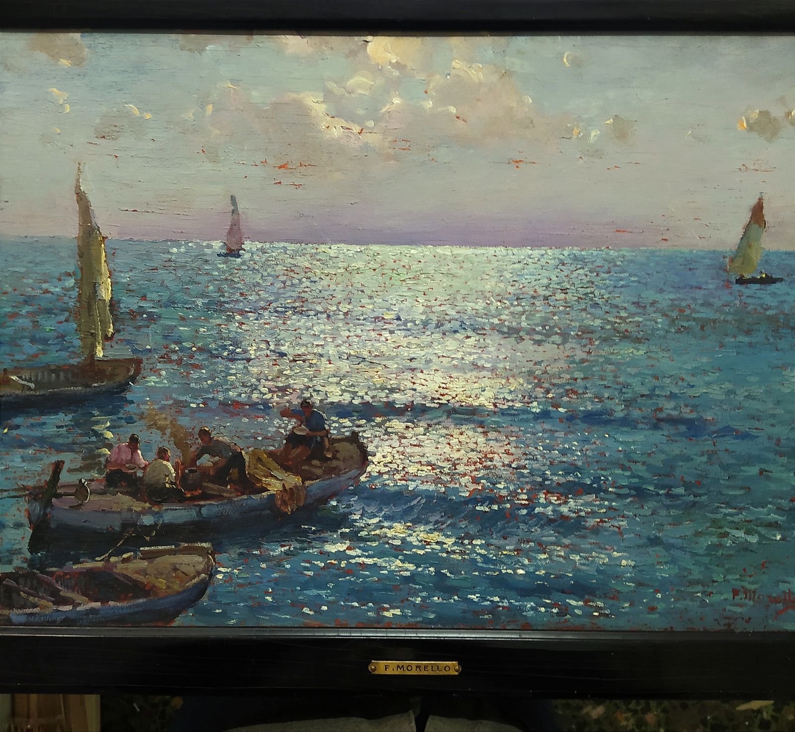 Early 1900's Seascape Painting By Federico Morello,1885 1945. photo vinterior