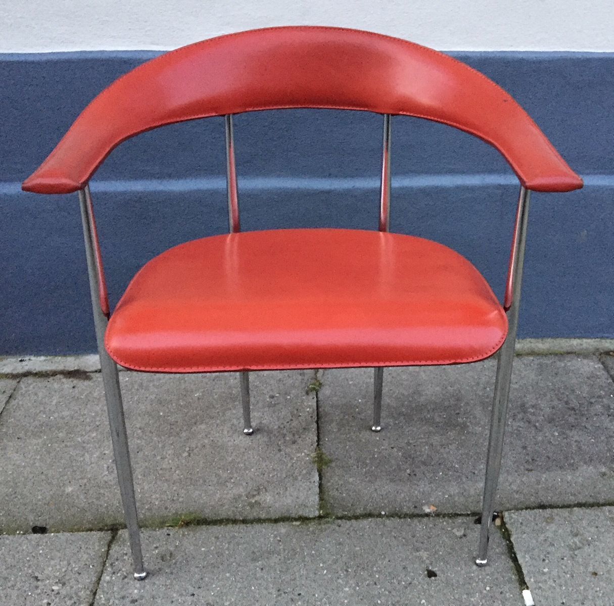 Rode Zadelleren Fauteuil Van Giancarlo Vegni & G. Gualtierotti Voor Fasem, Jaren 1980 photo Meubels