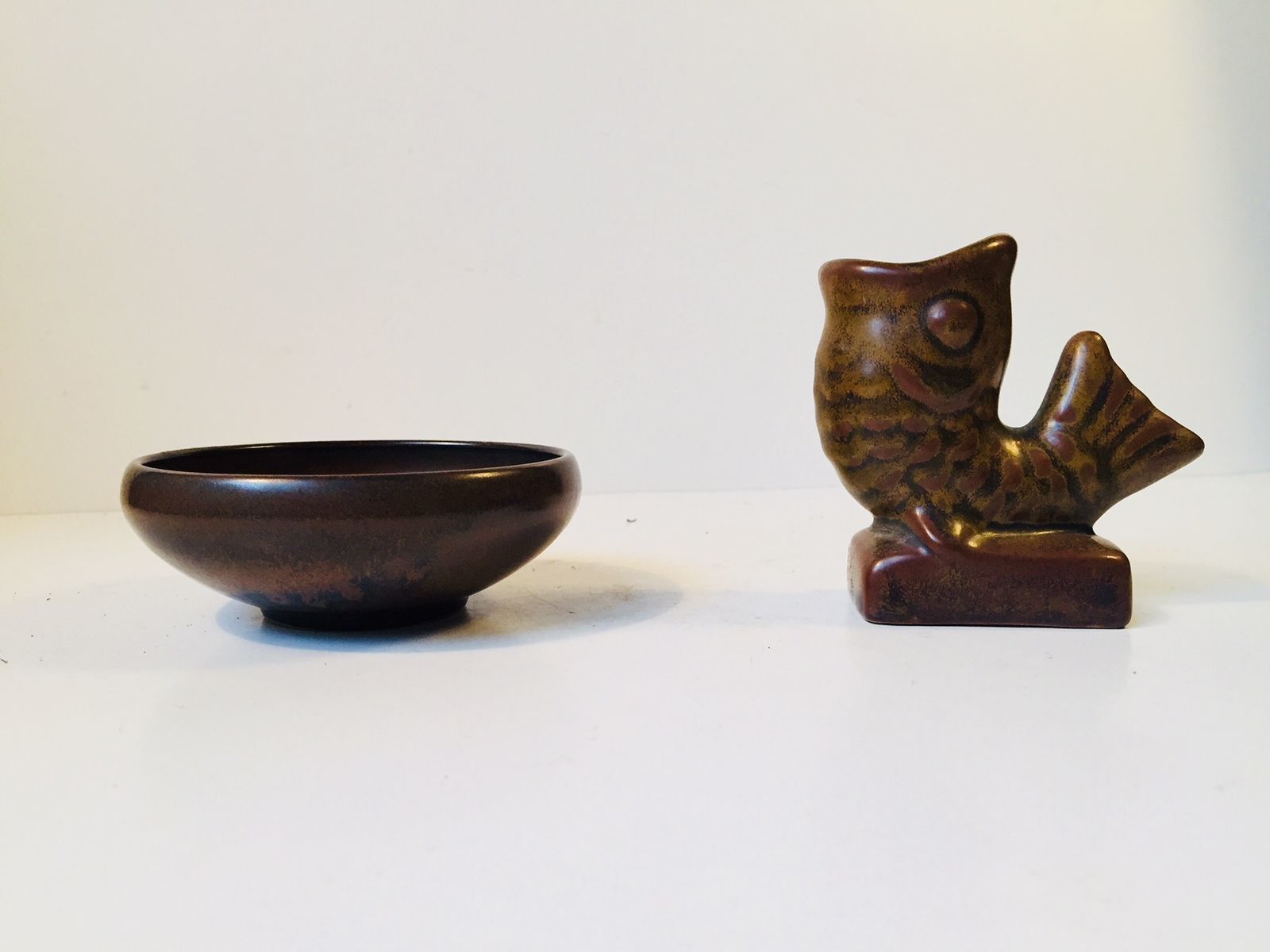 Mid Century Ceramic Fish Vase & Bowl By Laurids Hjorth, 1950s, Set Of 2