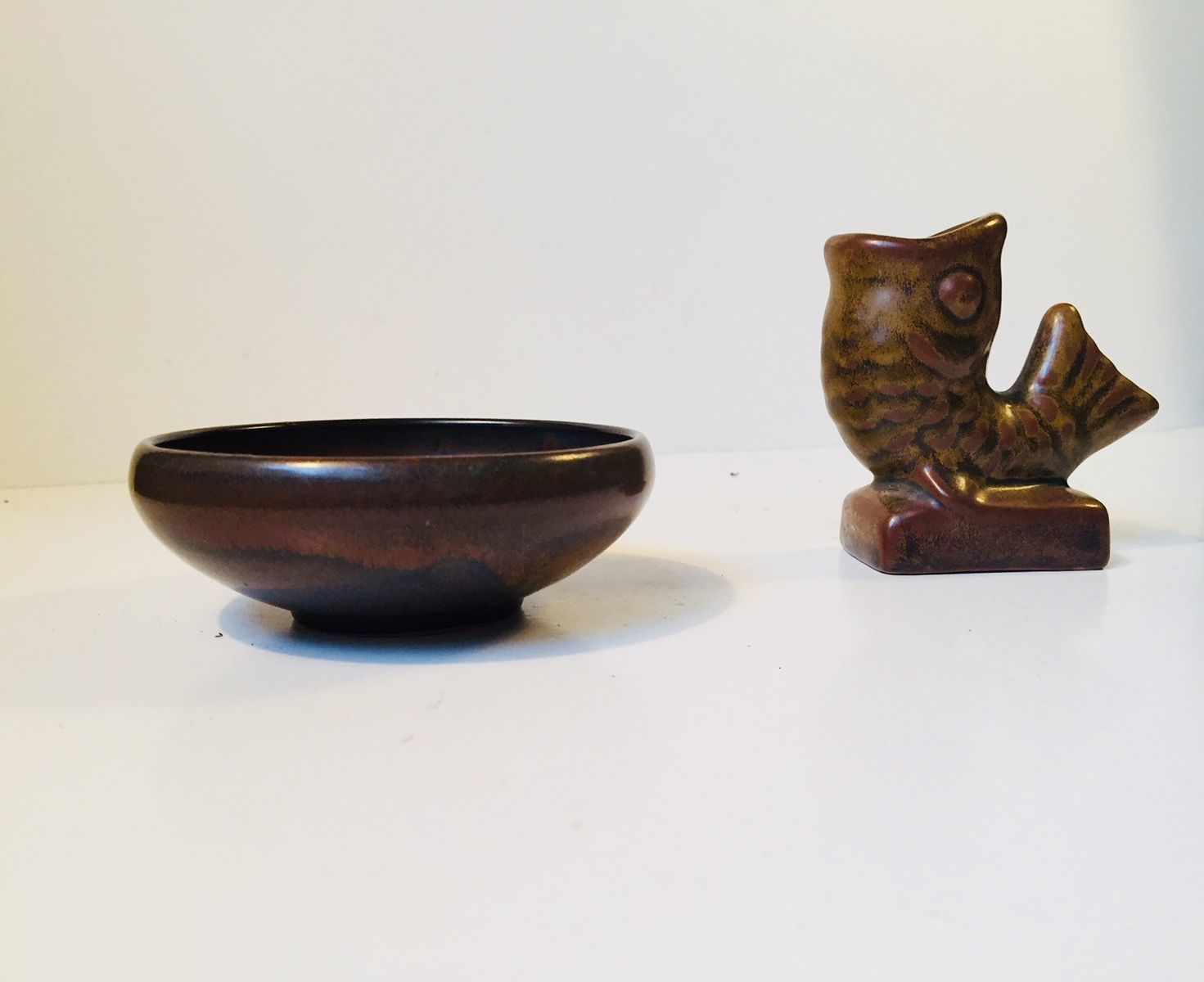 Mid Century Ceramic Fish Vase & Bowl By Laurids Hjorth, 1950s, Set Of 2 photo 258.0