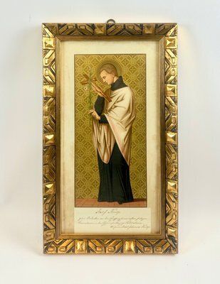 St. Norbertus Verlag Wien, Saint Aloysius, 1900s, Chromolithograph, Framed