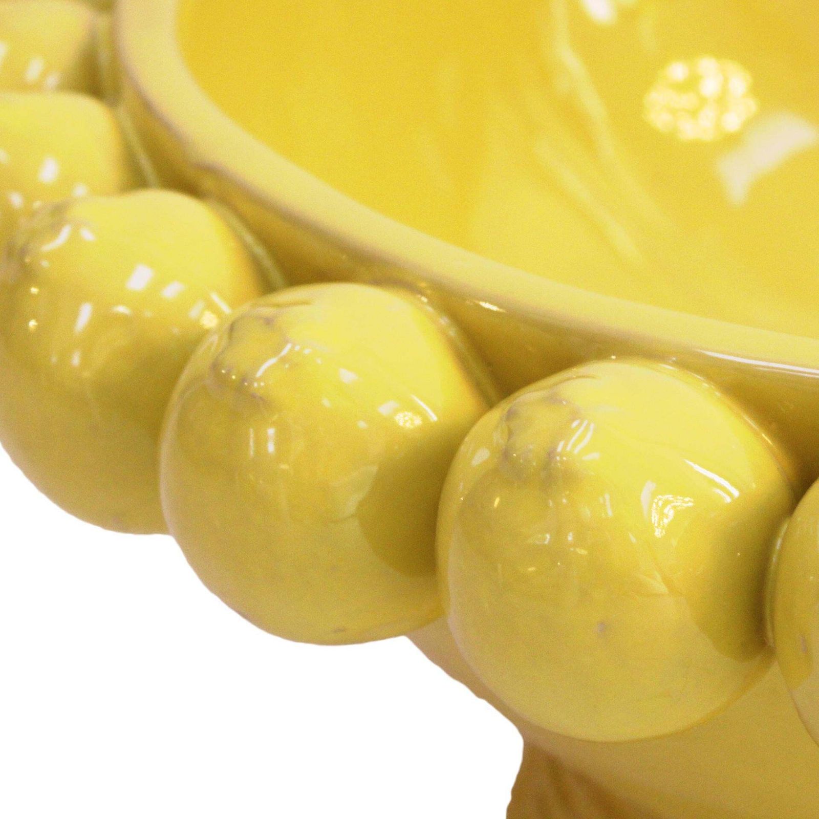 Italian Yellow Ceramic Vase With Yellow Lemon Fruit Motifs photo Home Decor