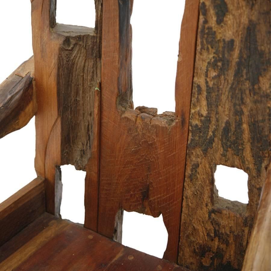 Midcentury Sculptural Olive Wood And Walnut French Chair, 1940s photo for sale