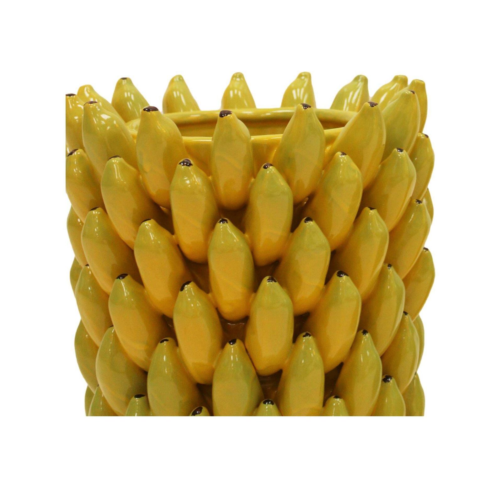 Italian Yellow Ceramic Vase With Banana Fruit Motifs photo for sale